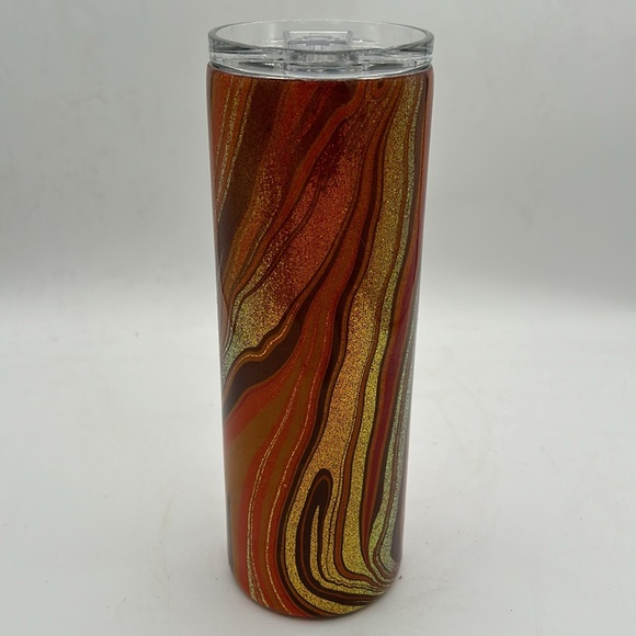 Thirsty Turtle Tumbler Glitter Orange and Black Acid Wash Acrylic Tumbler - Picture 1 of 7